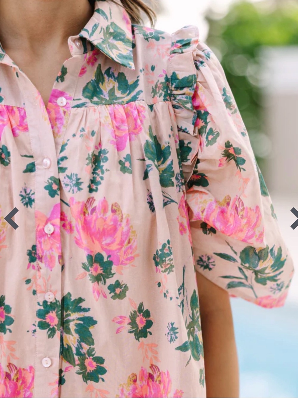 entro Pink Floral Button-Down Mini Dress - Picture 2 of 9